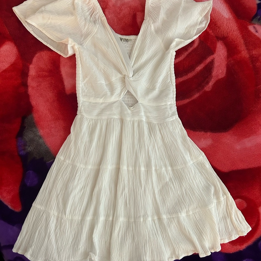 White Flutter Sleeve Dress